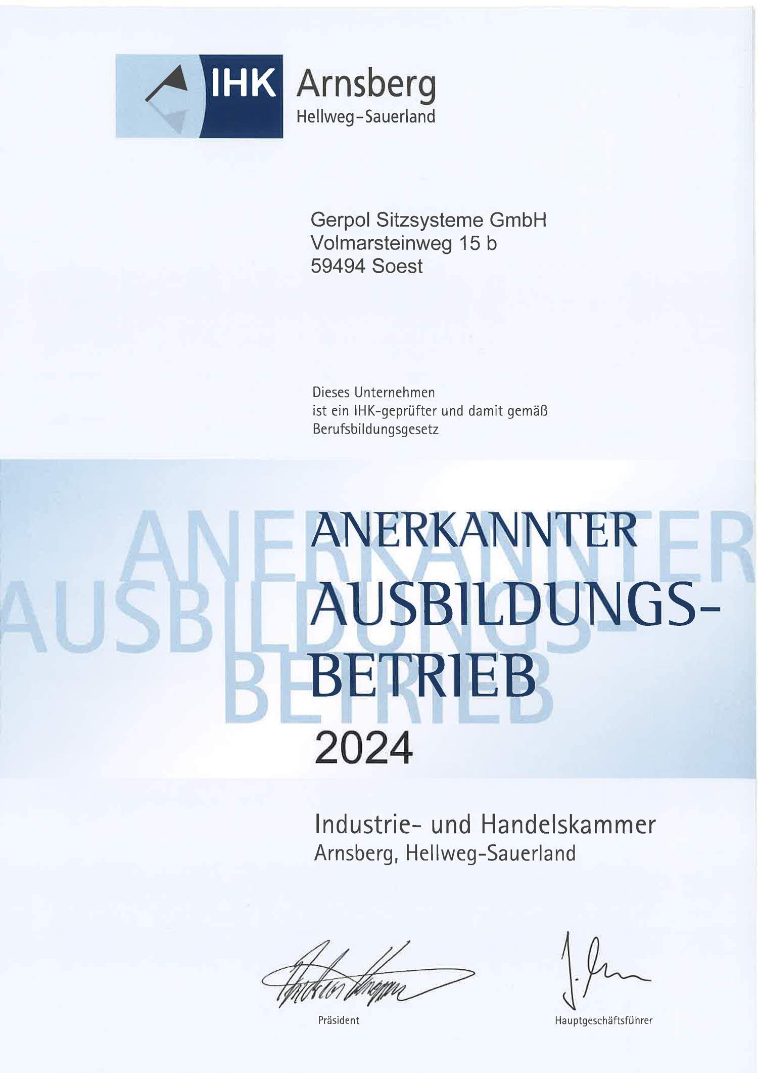 IHK anerkannter Ausbildungsbetrieb